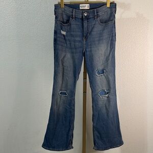 Abercrombie Kids- High rise flare Distressed Jeans- Girls 15/16 short